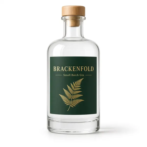 The same gin bottle as a plain white background packshot